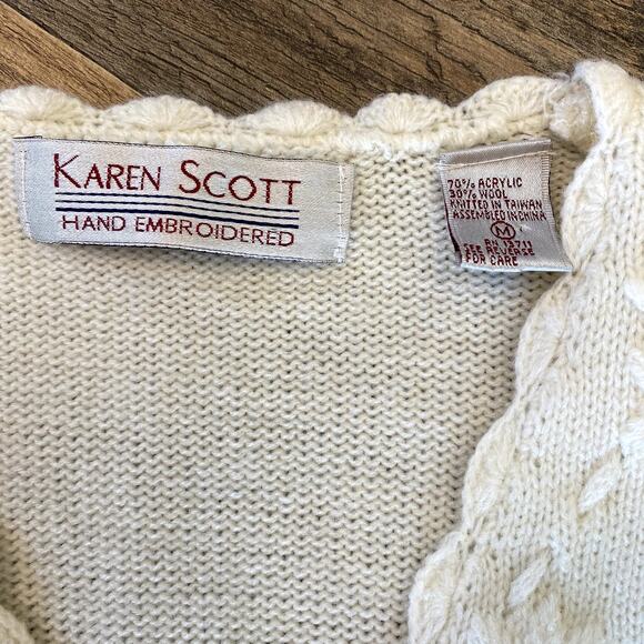 Karen Scott Cream Crew Neck Sweater - Picture 3 of 8